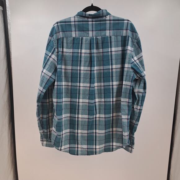 Old Navy‎ Mens Everyday Shirt XL Plaid Slim Fit Built-In Flex Long Sleeve Green - Picture 5 of 6